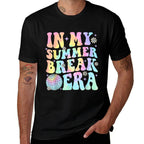 In My Summer Break Era Teacher Summer Break Vacation Groovy  Cotton T-Shirt