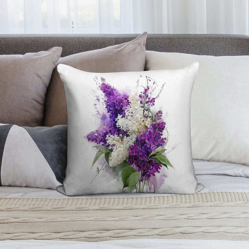 Watercolor Lilacs Soft Hidden Zipper Throw Pillow