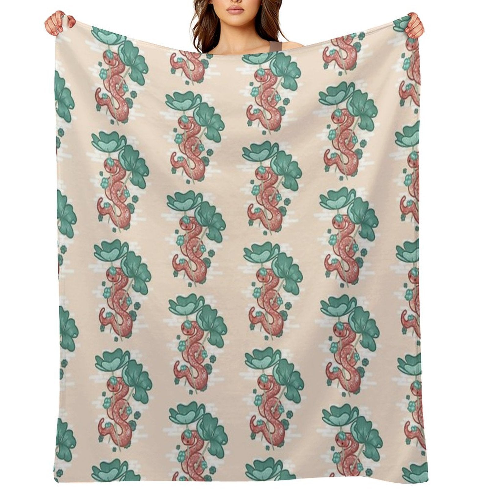 Red Snake Surrounded by The Clover Leaf Comfort Throw Blanket