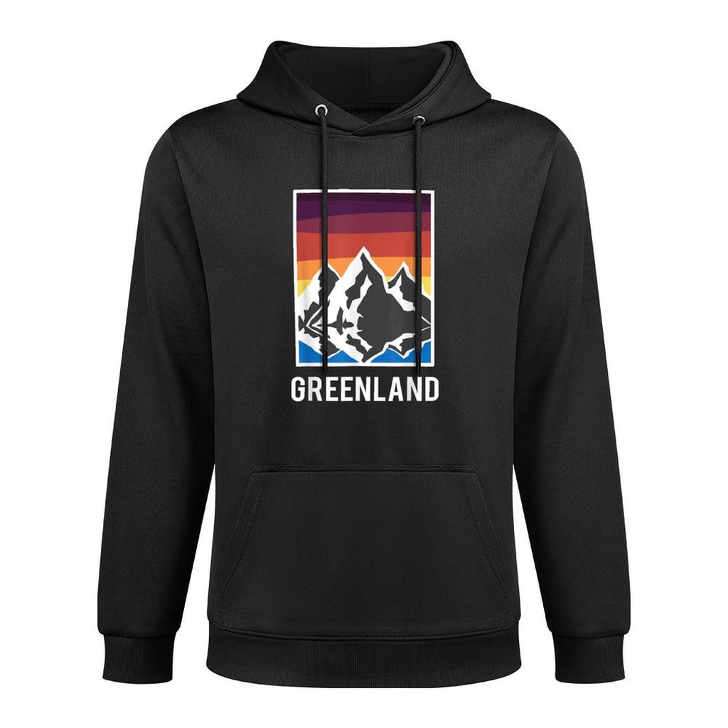 Greenland Grnland Grnland Fans Geschenk Unisex-Adults Black Modern Collarless Crew Neck Kangaroo Pocket Hoodie