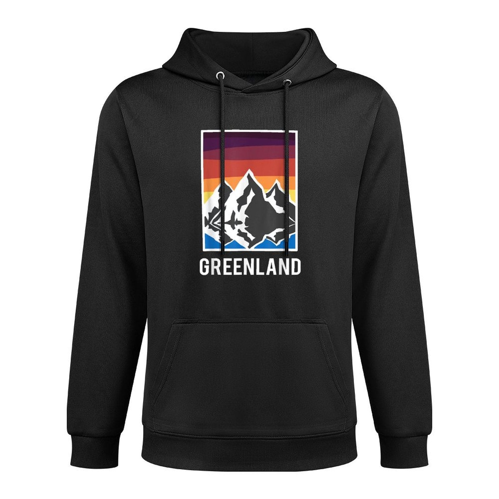 Greenland Grnland Grnland Fans Geschenk Unisex-Adults Black Modern Collarless Crew Neck Kangaroo Pocket Hoodie