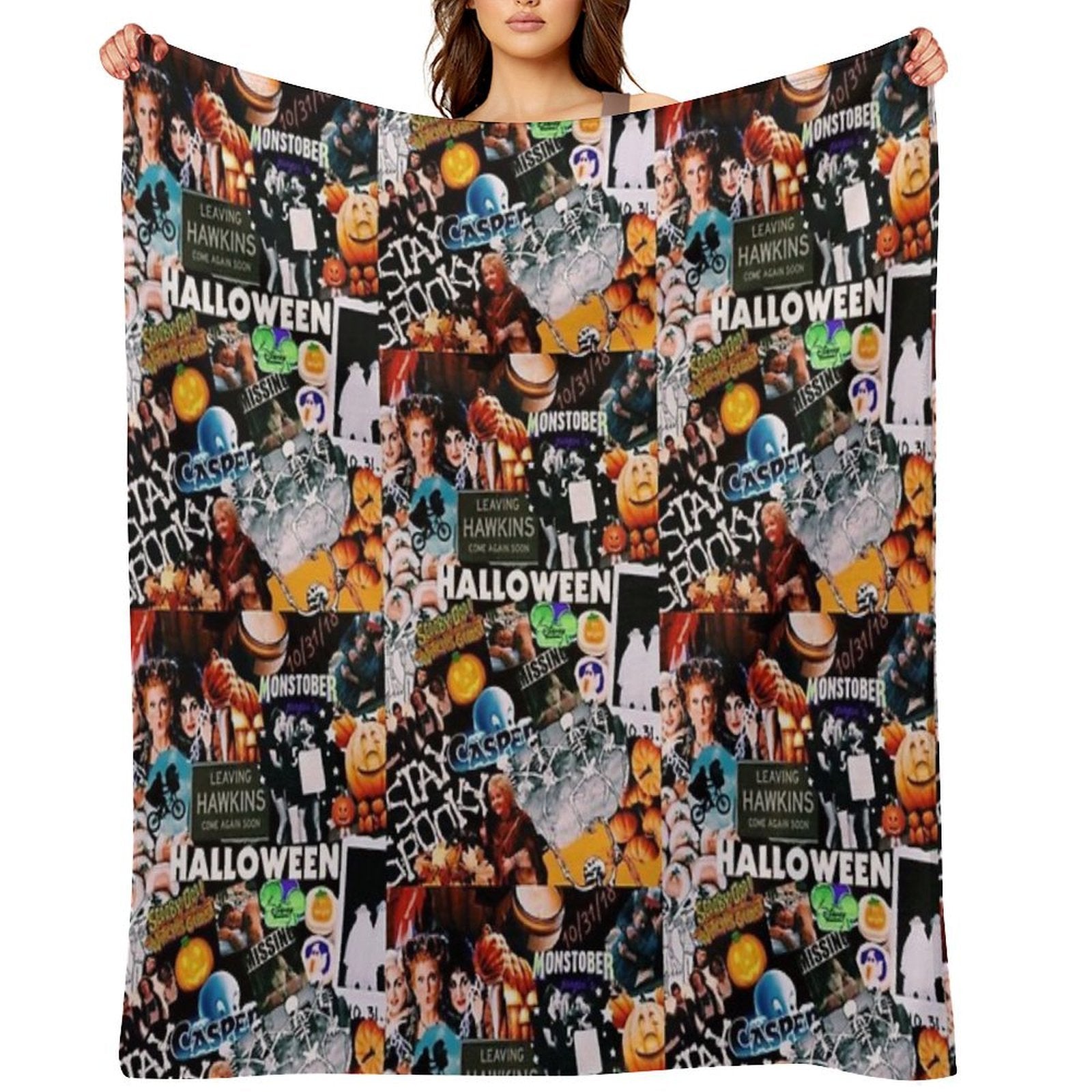 Halloween Collage Durable Throw Blanket