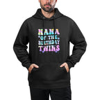 Nana of The Birthday Twins Girls Kids Party Retro Bday Casual Wear Hoodie