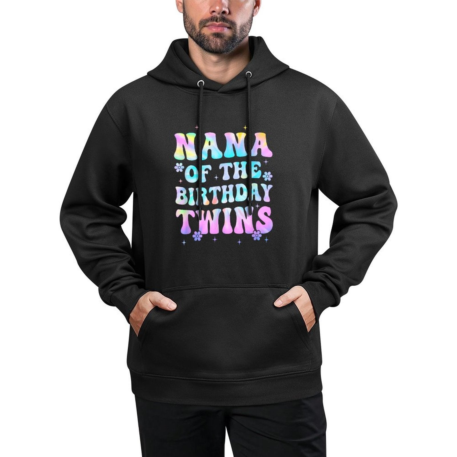 Nana of The Birthday Twins Girls Kids Party Retro Bday Casual Wear Hoodie