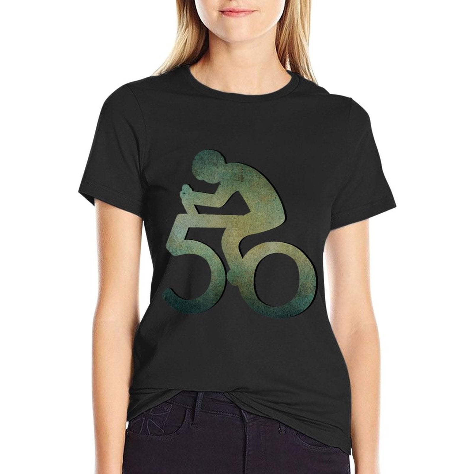 50th Birthday Mountain Bike Tour Cycling Lover Bicycle Rider  Heathered Texture T-Shirt