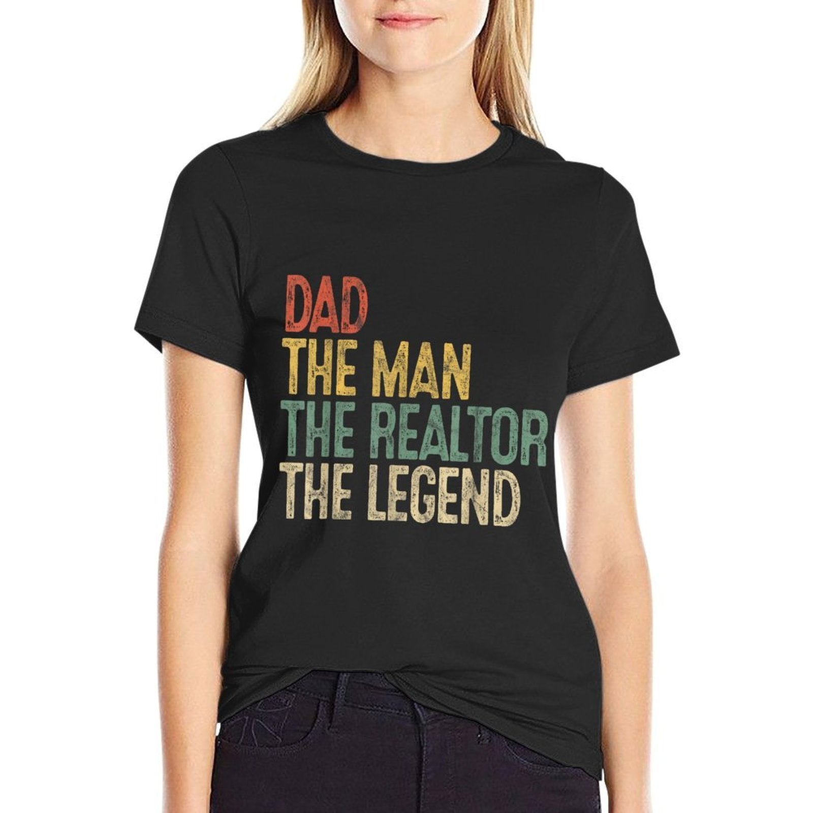 Vintage Dad Man Realtor Legend Gift Father Real Estate Agent  Fade-proof Color T-Shirt