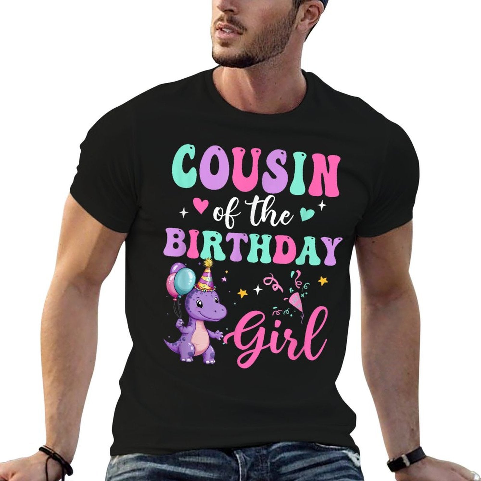 Cousin Of The Birthday For Girl Dinosaur T-Rex Party Family  Easy-care T-Shirt