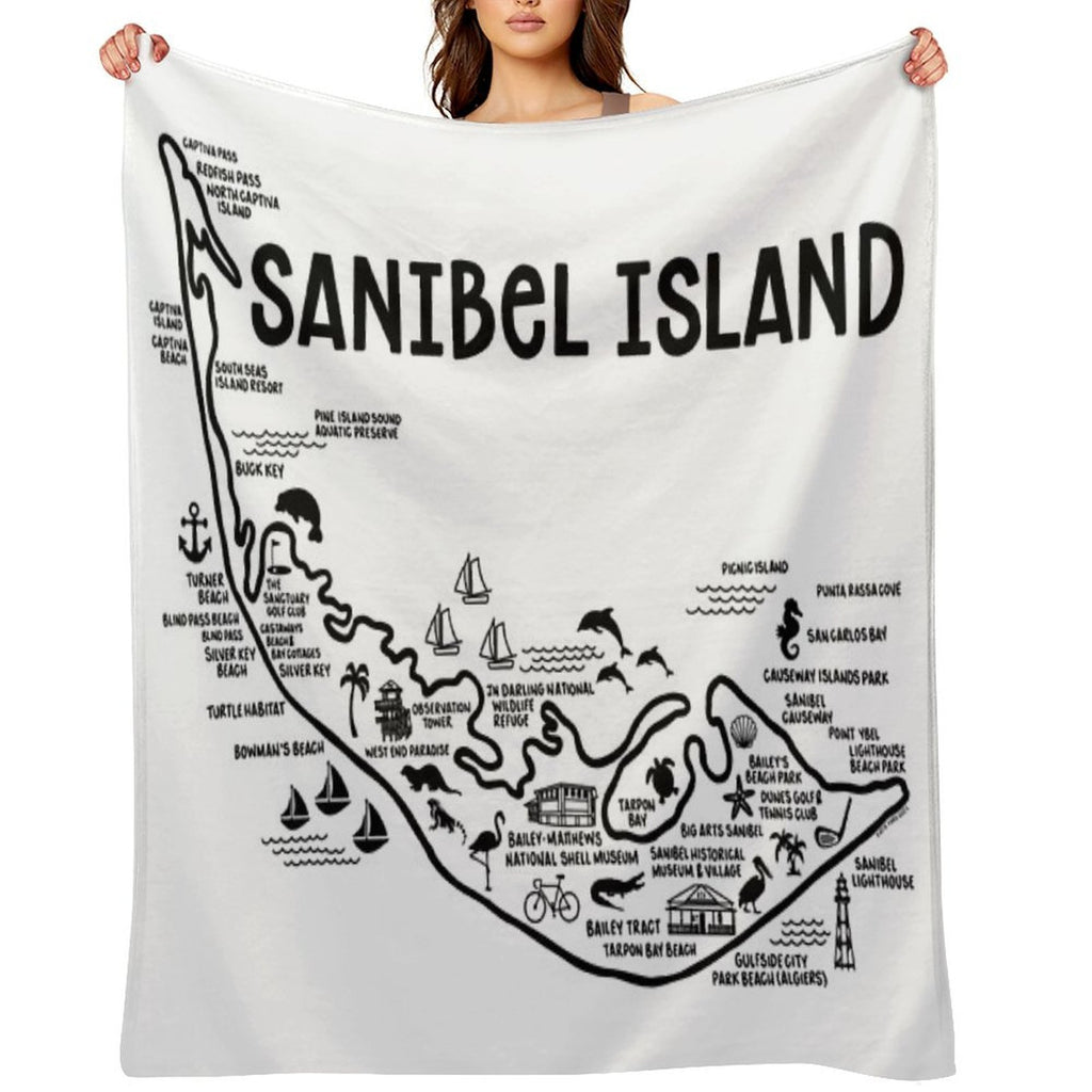 Sanibel Island Map Quick-dry Throw Blanket