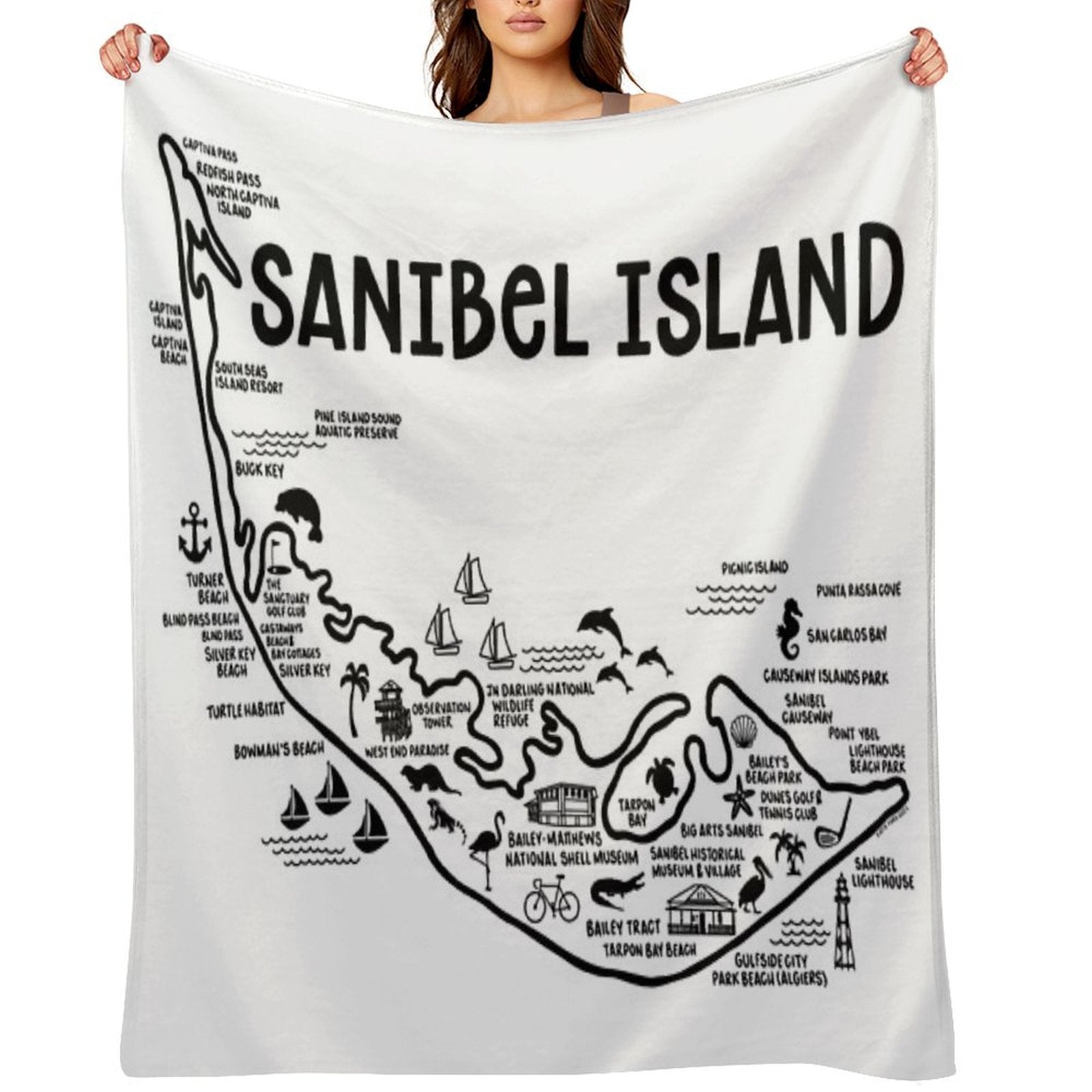 Sanibel Island Map Quick-dry Throw Blanket