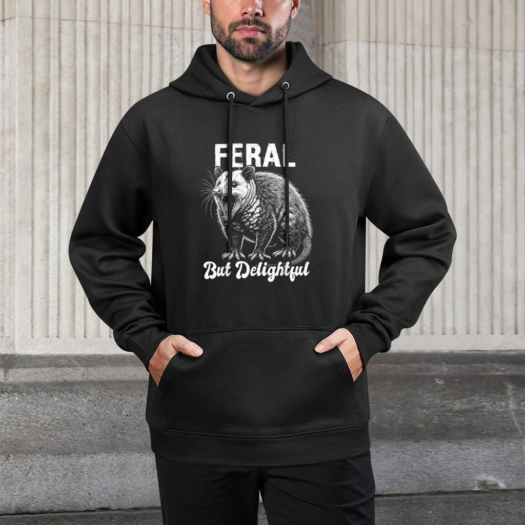 Opossum Funny Feral But Delightful Meme Possum Graphic Adjustable Hood Hoodie