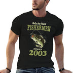 21 Year Old Fishing Fishermen Are Born In 2003 21st Birthday  Heathered Texture T-Shirt