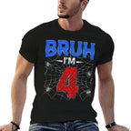 Kids Bruh I&#39;m 4 Year Old Funny 4th Birthday Boys Kids Spider Web  Vintage-inspired T-Shirt