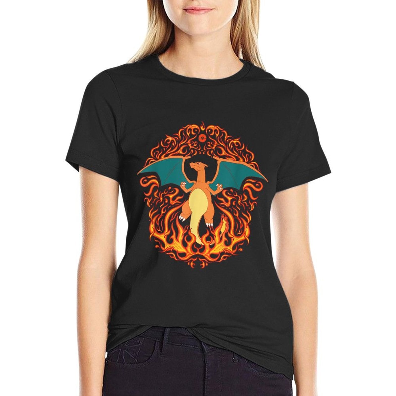 Pokémon - Charizard Fire Type Flames Generation 1  Wrinkle-resistant T-Shirt