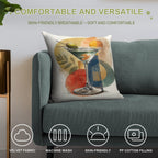 Martini Time – Retro Cocktail Poster with Bauhaus Geometry Soft Multiple Sizes Throw Pillow