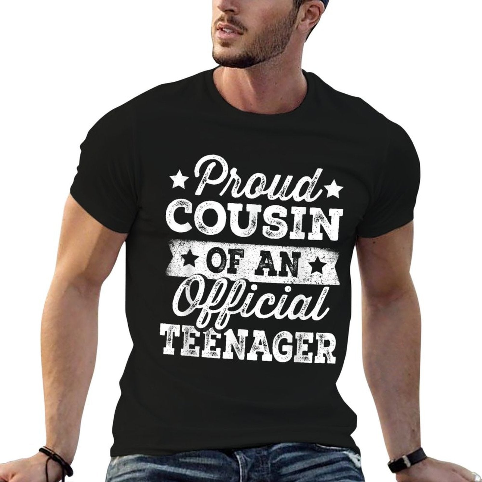 Proud Cousin of Officialnager 13th Birthday Gifts 13 Yr  Oversized Silhouette T-Shirt