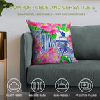 Dragonfly And Chinoiserie Jars with Pink Pansies Soft High-Density Material Throw Pillow