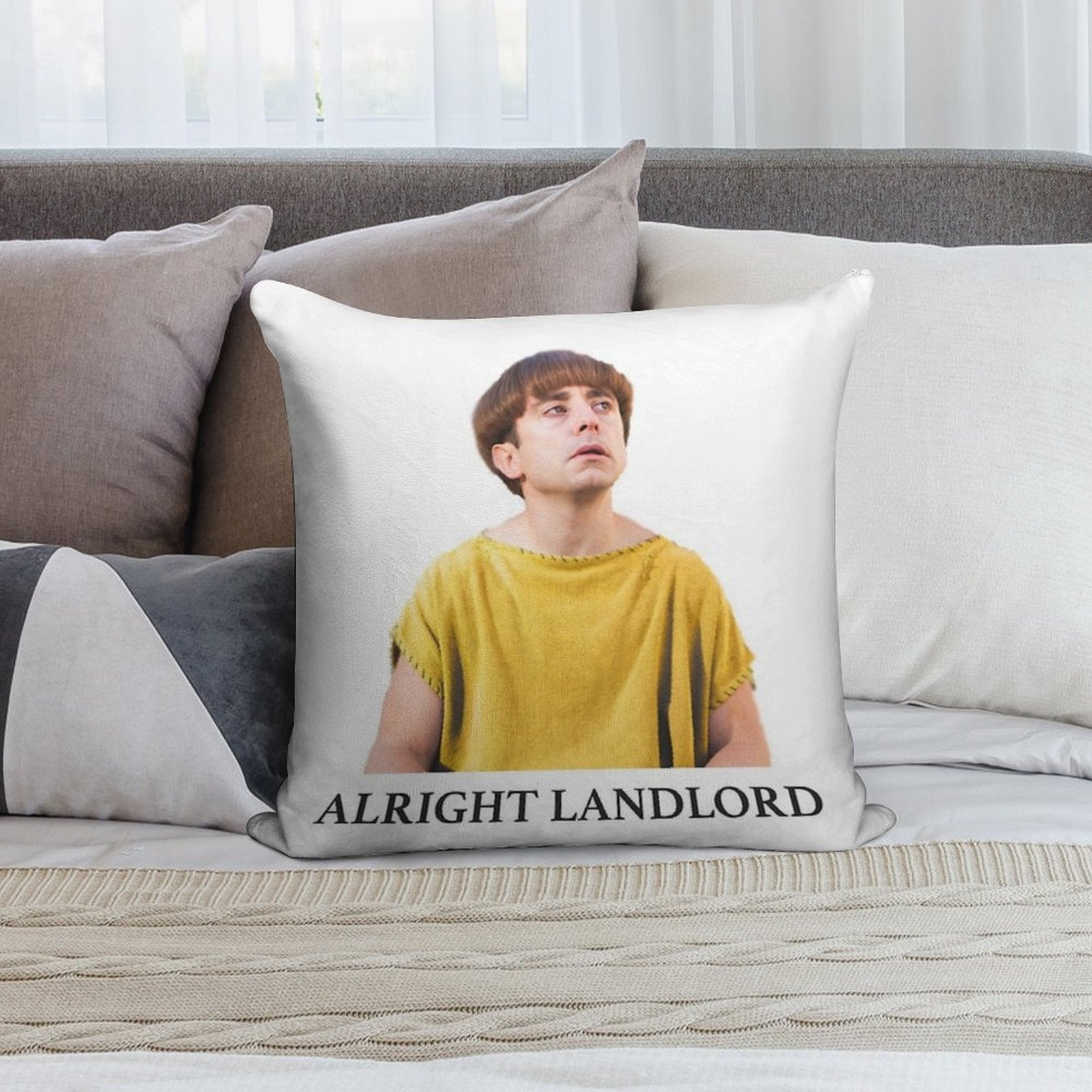 Plebs Grumio - Alright Landlord Quote (Plain Background) Soft Ultra-Soft Texture Throw Pillow