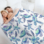 Turtles in Aqua And Blue Machine-washable Throw Blanket