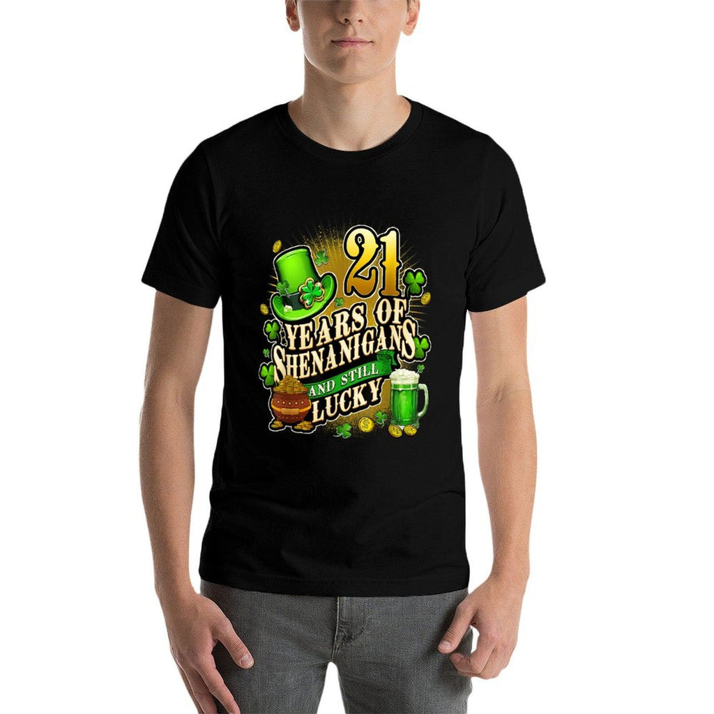 21 Years of Shenanigans St. Patrick's Day 21st Birthday  Ribbed Collar T-Shirt