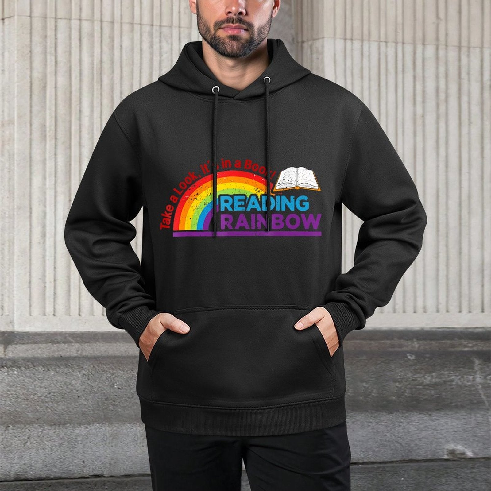 Take A Look Its In A Book Reading Book Vintage Rainbow Colorfast Hoodie