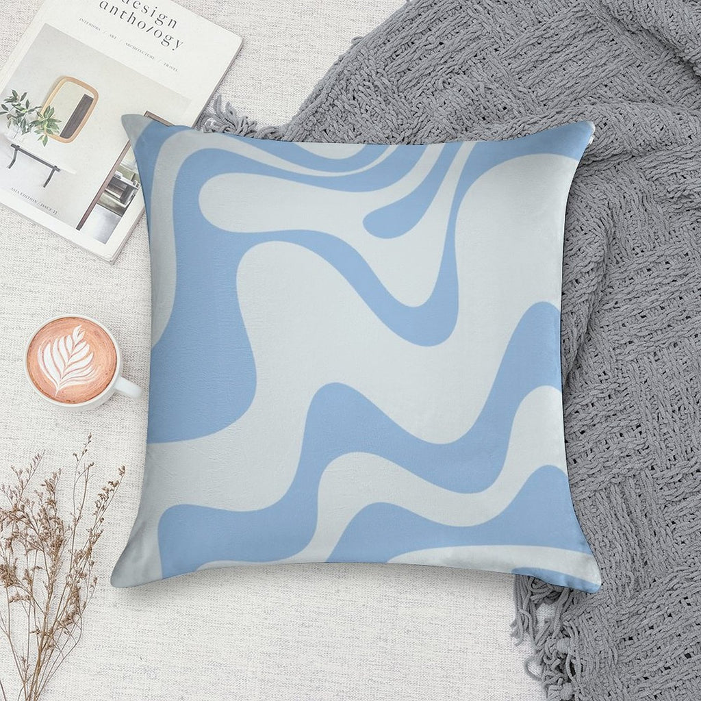 Retro Liquid Swirl Abstract Pattern 3 in Powder Blue Soft Gift Ready Throw Pillow