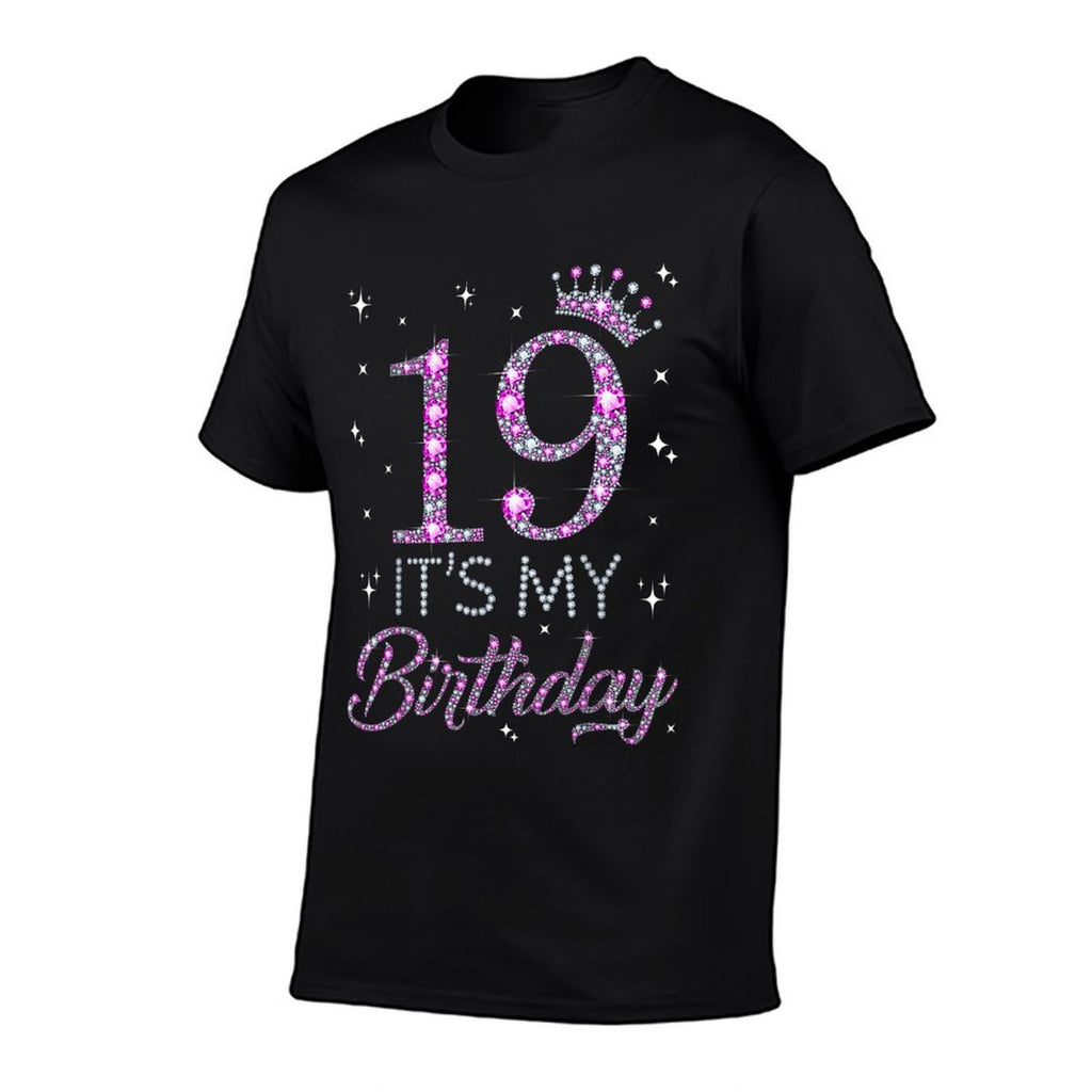 19 It's My Birthday Pink Crown Happy 19th Birthday Girl  Vintage-inspired T-Shirt