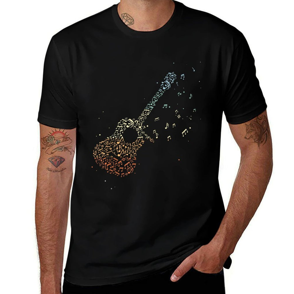 Guitar Gifts Men Music Notes Guitarist Musician Music Lover  Stretchy T-Shirt