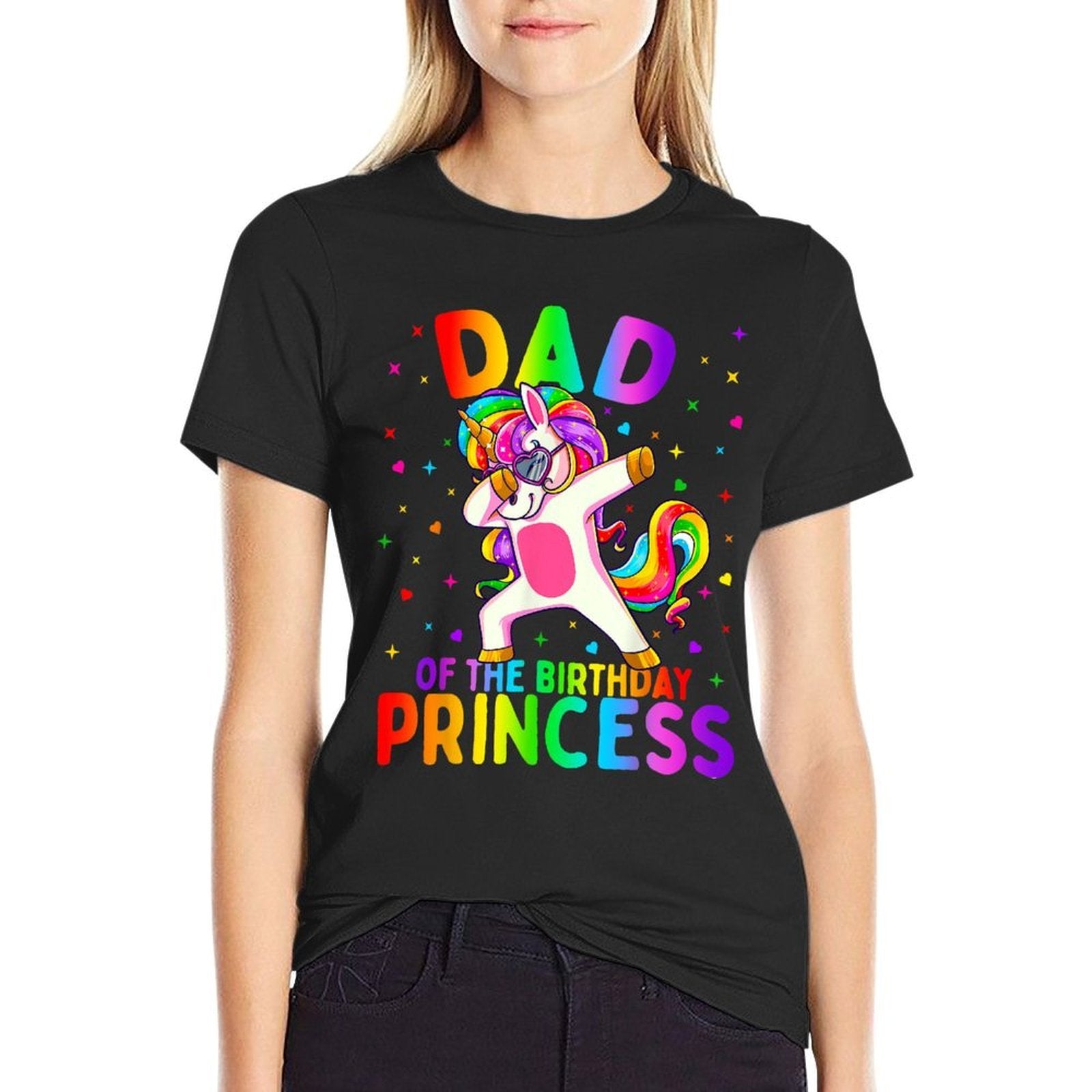 Dad of The Birthday Princess Girl Dabbing Unicorn Father  Relaxed-fit T-Shirt