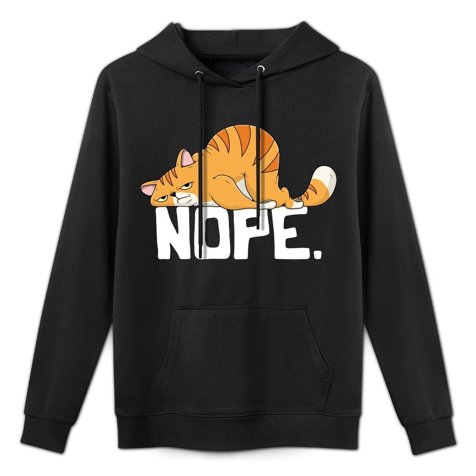 Grapheino Co. Funny Nope Cat Apparel  Gifts Unisex-Adult Cat Lovers Lazy Cat Customizable Surface Hoodie