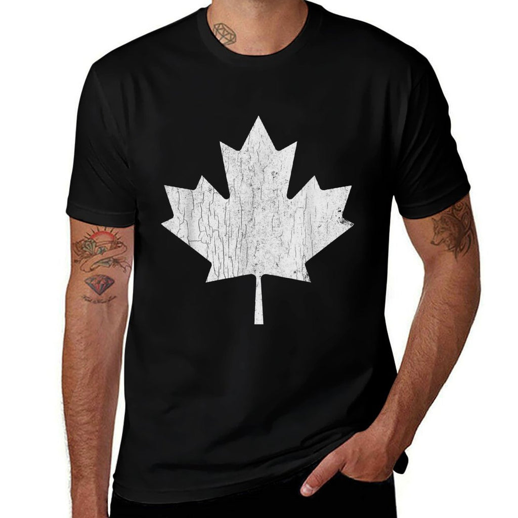 Canadian Maple Leaf - Distressed Weathered Look, Canada Flag  Tagless Design T-Shirt