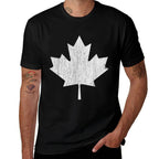 Canadian Maple Leaf - Distressed Weathered Look, Canada Flag  Tagless Design T-Shirt