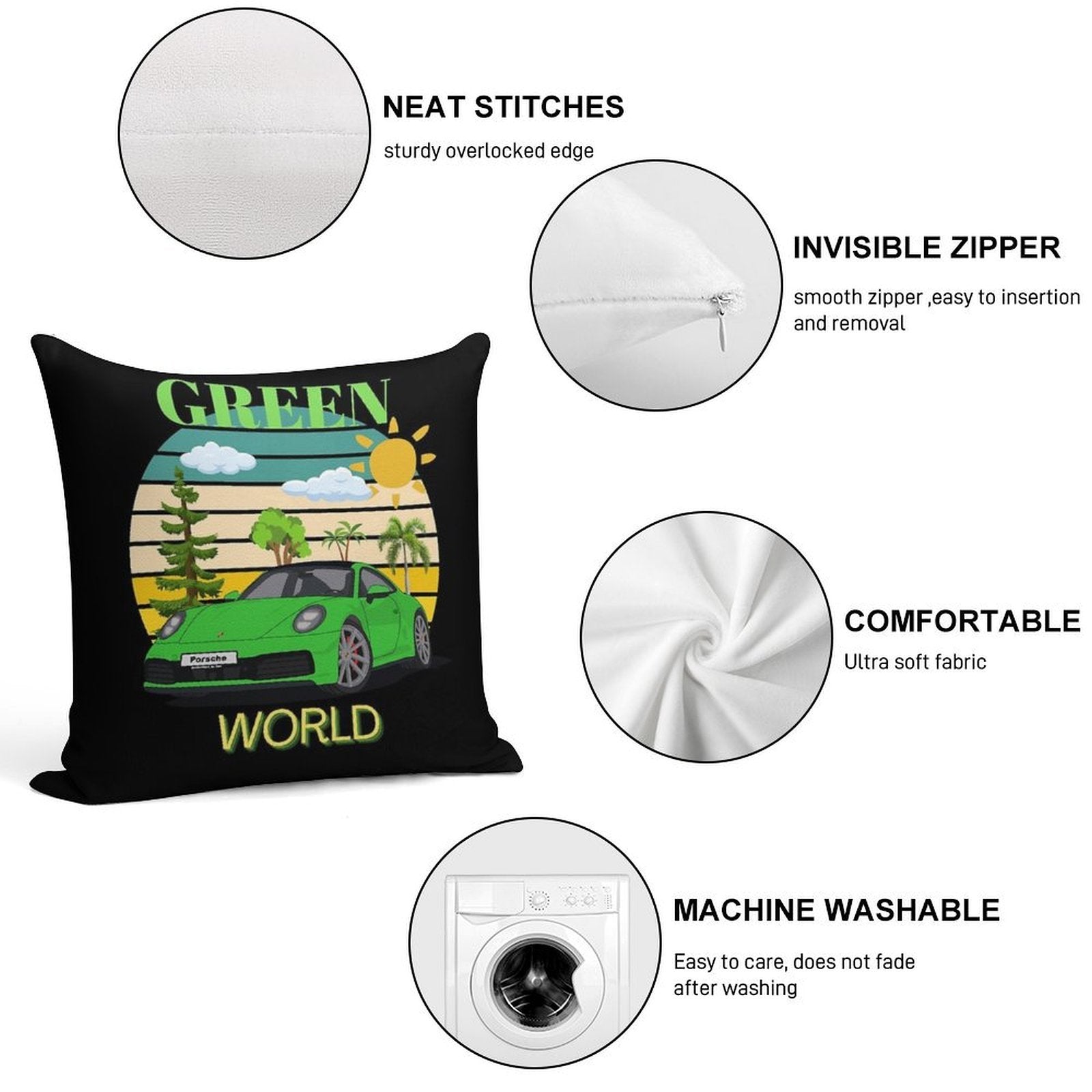 GREEN Soft High-Density Material Throw Pillow