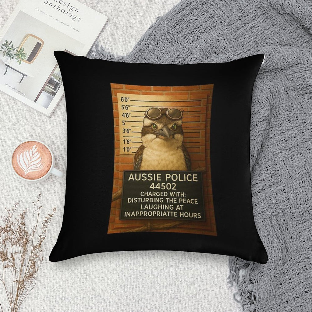 Kookaburra Mugshot – Funny Aussie Wildlife Art from Outback Offenders Soft Style Accent Throw Pillow