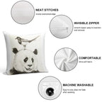 Panda And The Magpie Soft Shrink-Resistant Throw Pillow