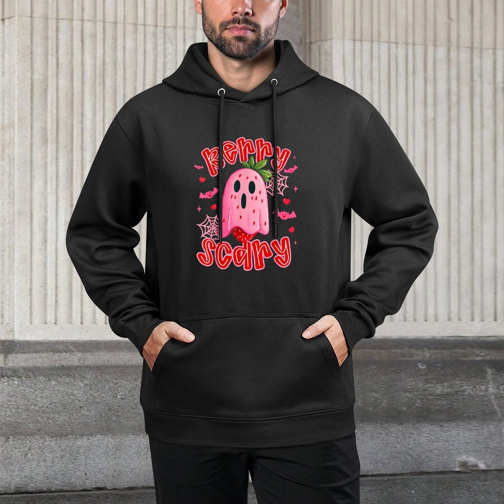 Berry Scary Cute Halloween Strawberry Ghost Cartoon Funny Casual Wear Hoodie