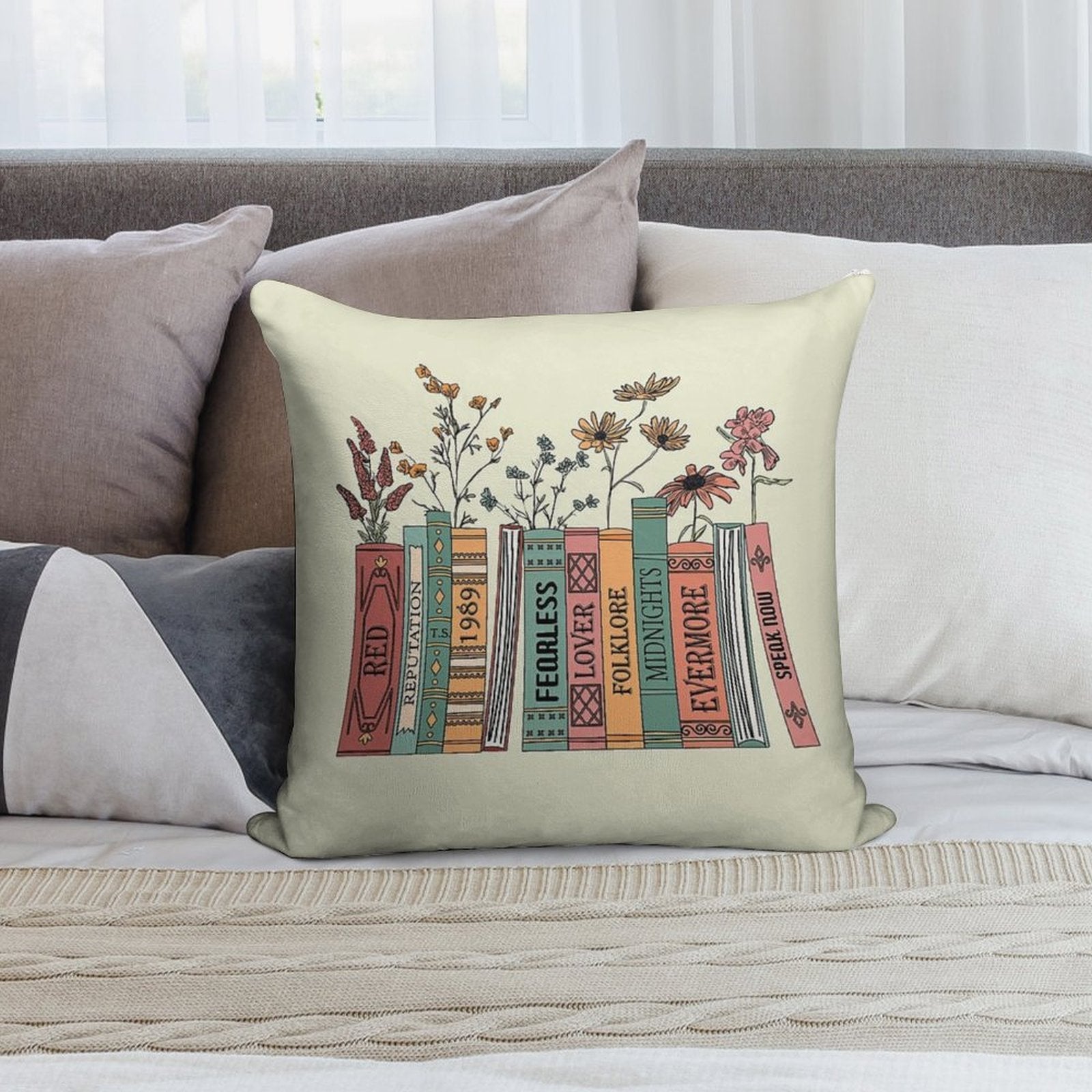 Aesthetic Albums Book Flowers Soft Warmth Comfort Throw Pillow