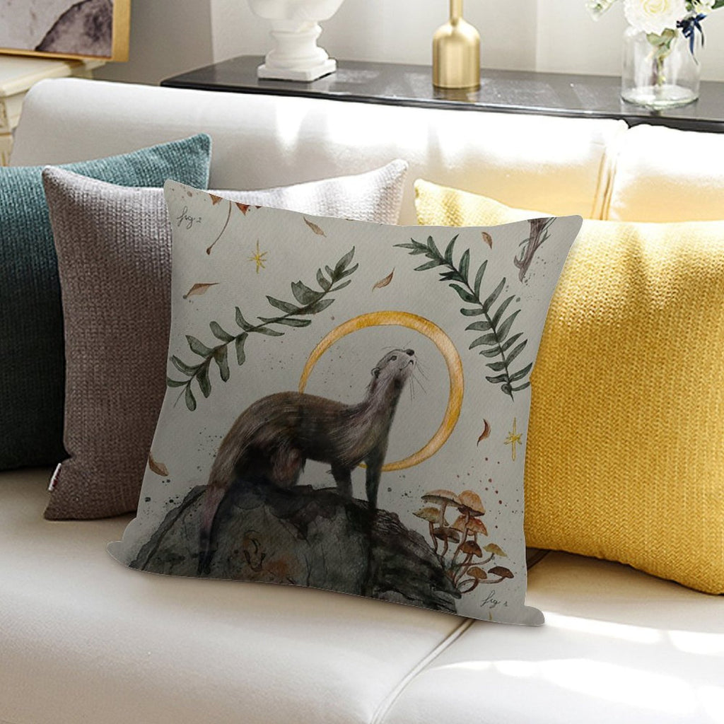 Otter And Her Treasures Soft Warmth Comfort Throw Pillow