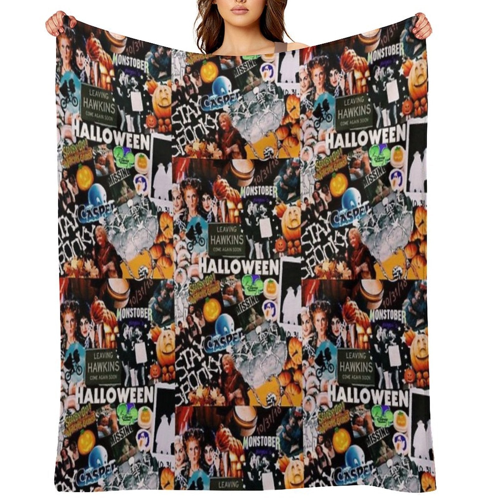 Halloween Collage Durable Throw Blanket