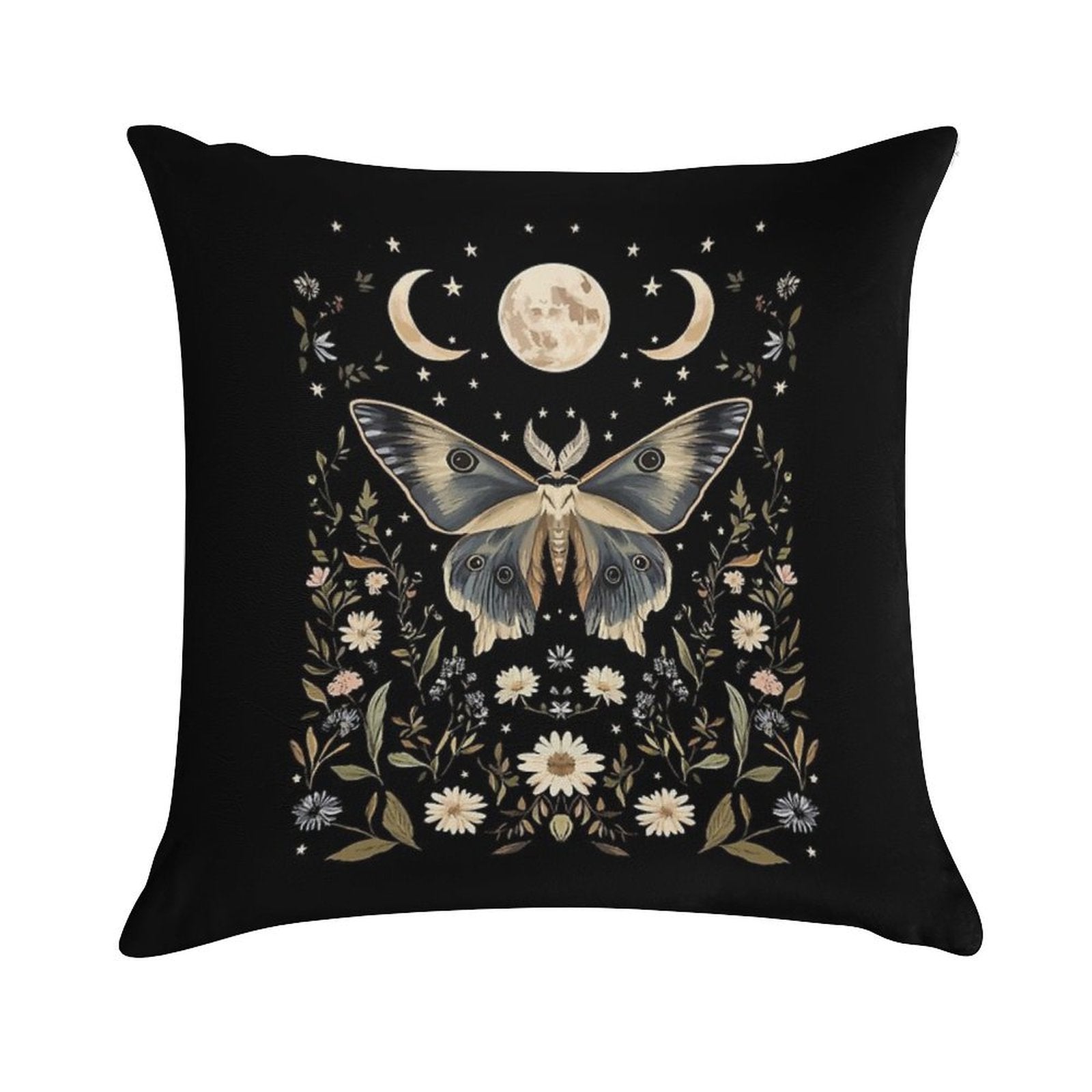Witchy Cottagecore Botanical Moth Soft Ultra-Soft Texture Throw Pillow