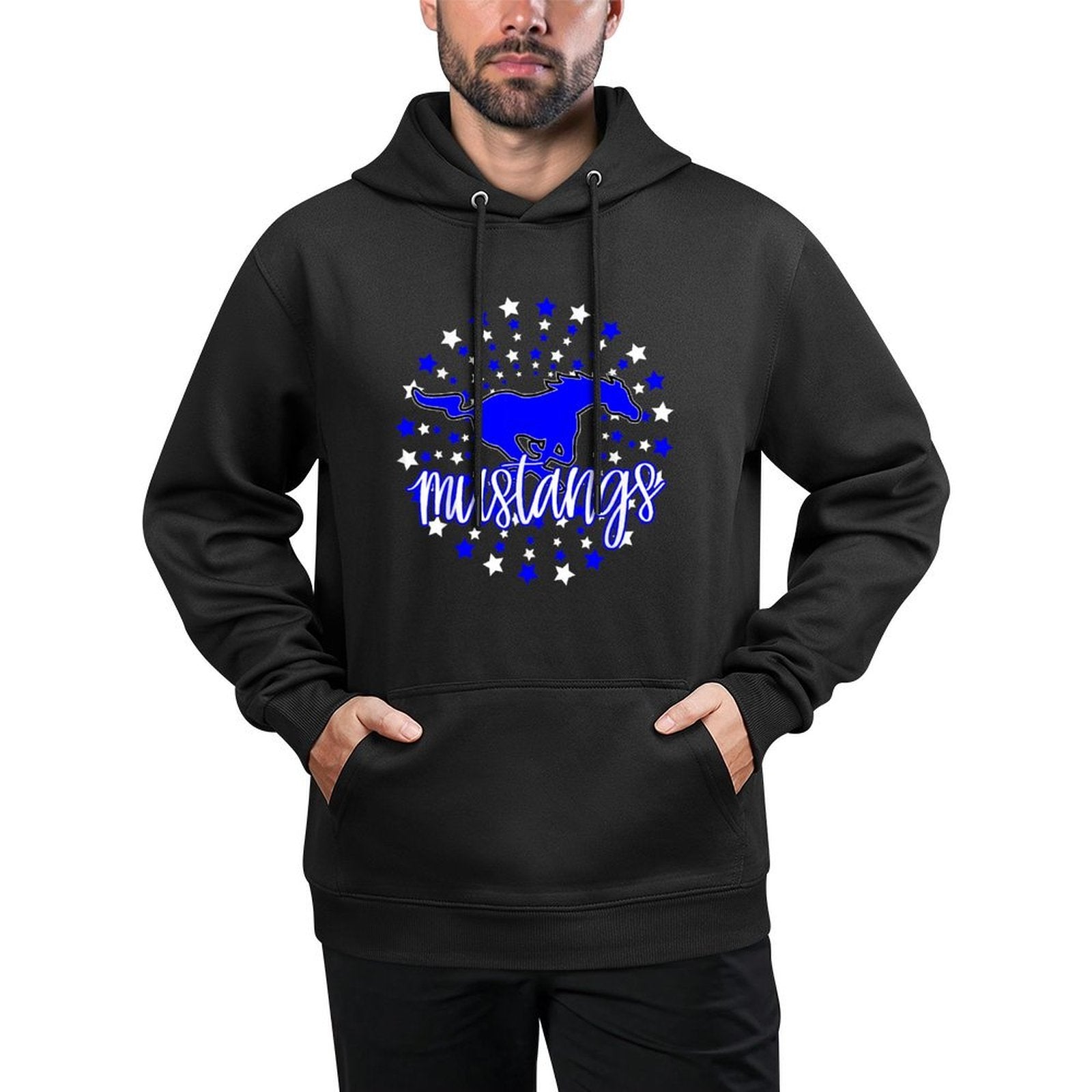Mustangs School Spirit Stars Mustang Pride Football Mom Pilling-Resistant Hoodie