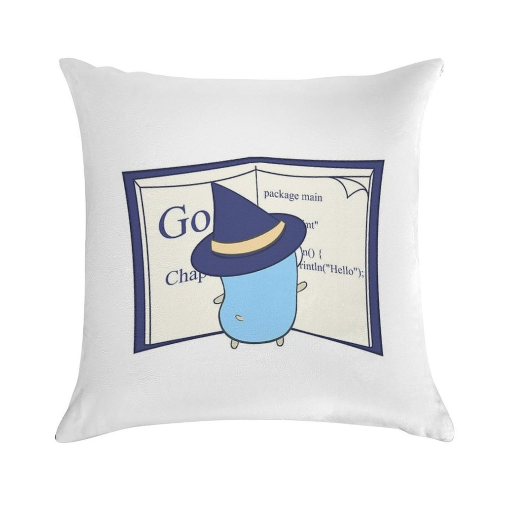 The Go Gopher Witch Learning Go Soft Reinforced Edging Throw Pillow