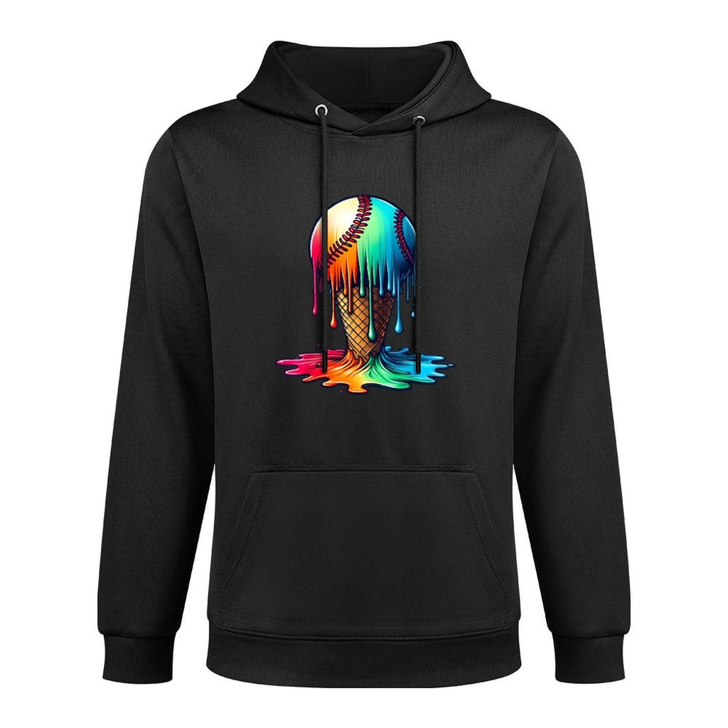 Baseball Ice Cream Ball Baseball Boys Youth Watercolor Lover Cotton-Polyester Blend Hoodie