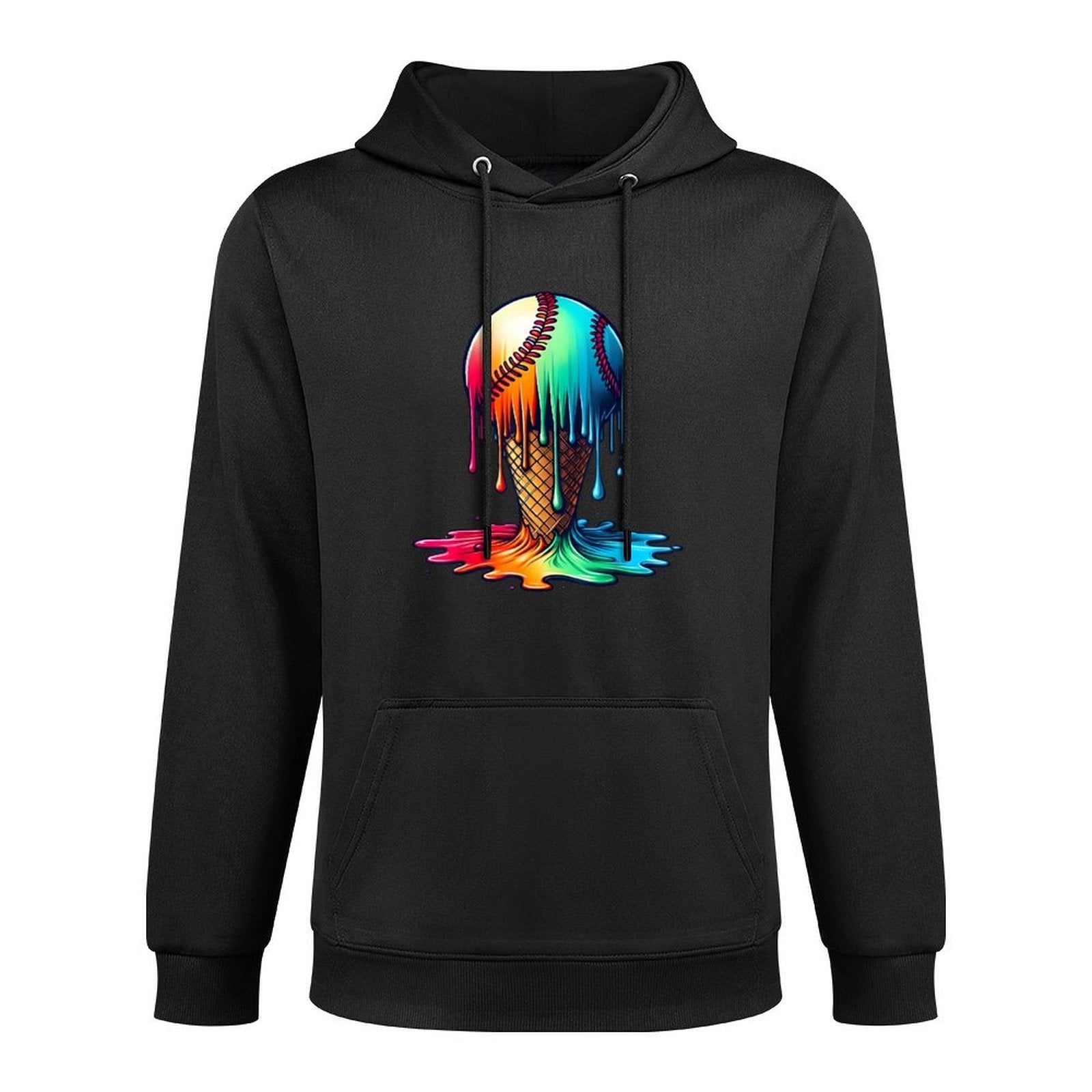 Baseball Ice Cream Ball Baseball Boys Youth Watercolor Lover Cotton-Polyester Blend Hoodie