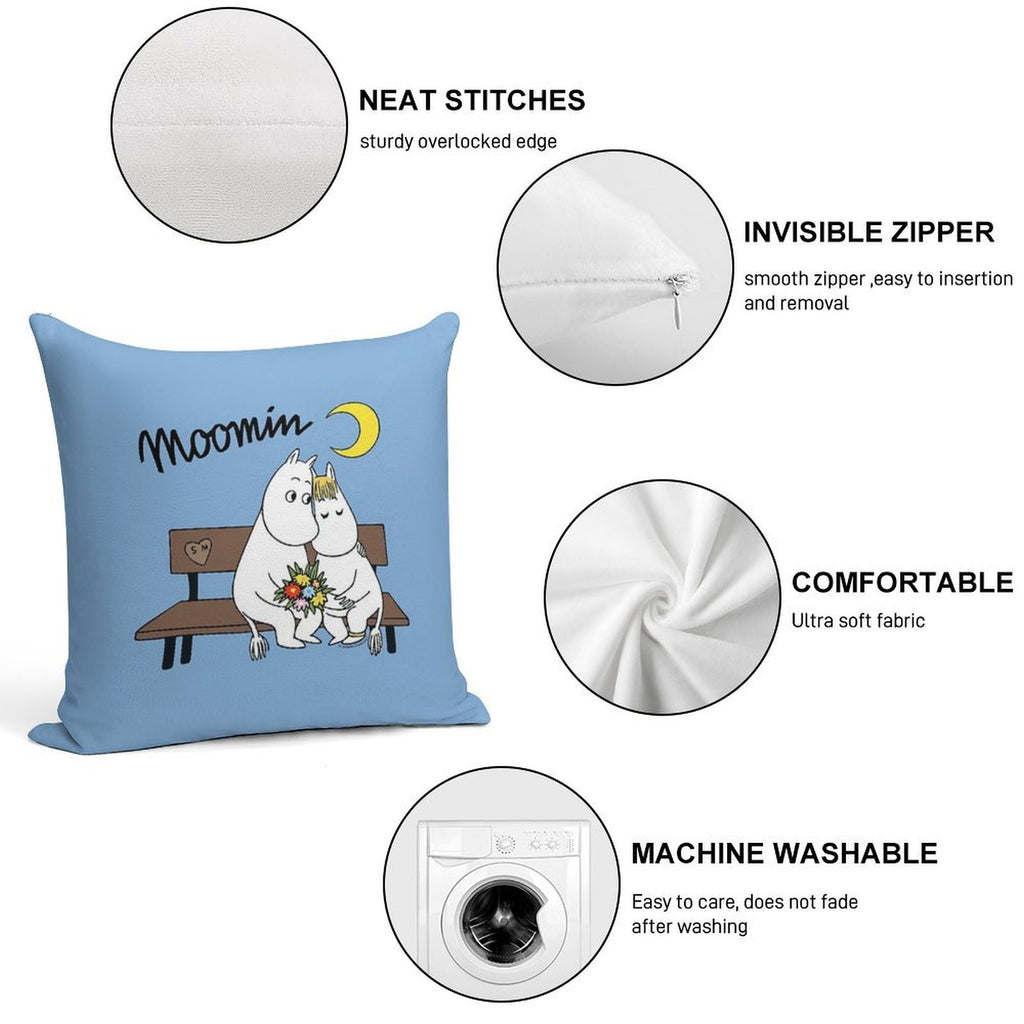Moomin Moomintroll Snorkmaiden On Bench Soft Skin-Friendly Throw Pillow