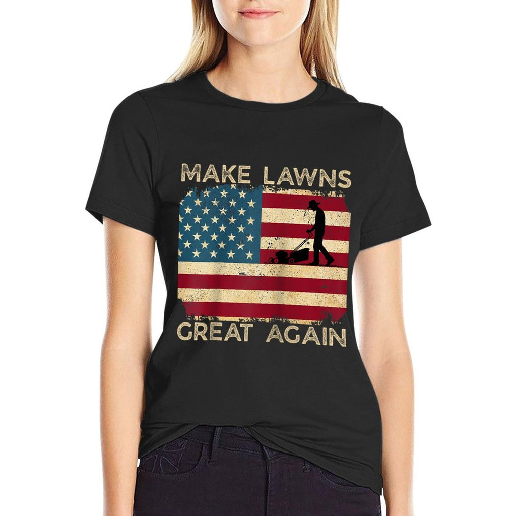 Make Lawns Great Again Funny Lawn Mower Dad Gardener Funny Raglan Baseball  Durable T-Shirt