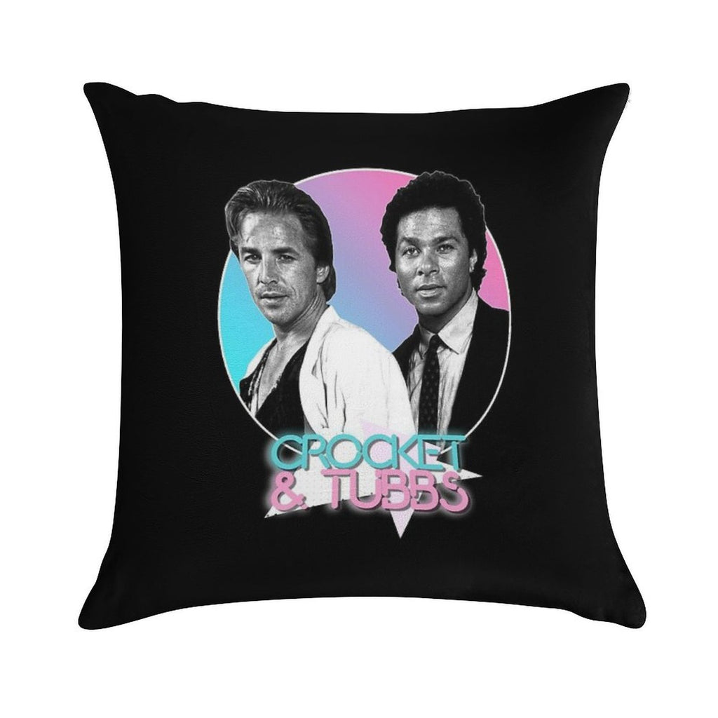 Crockett And Tubbs )( Retro Miami Vice 80s Tribute Soft Easy Maintenance Throw Pillow