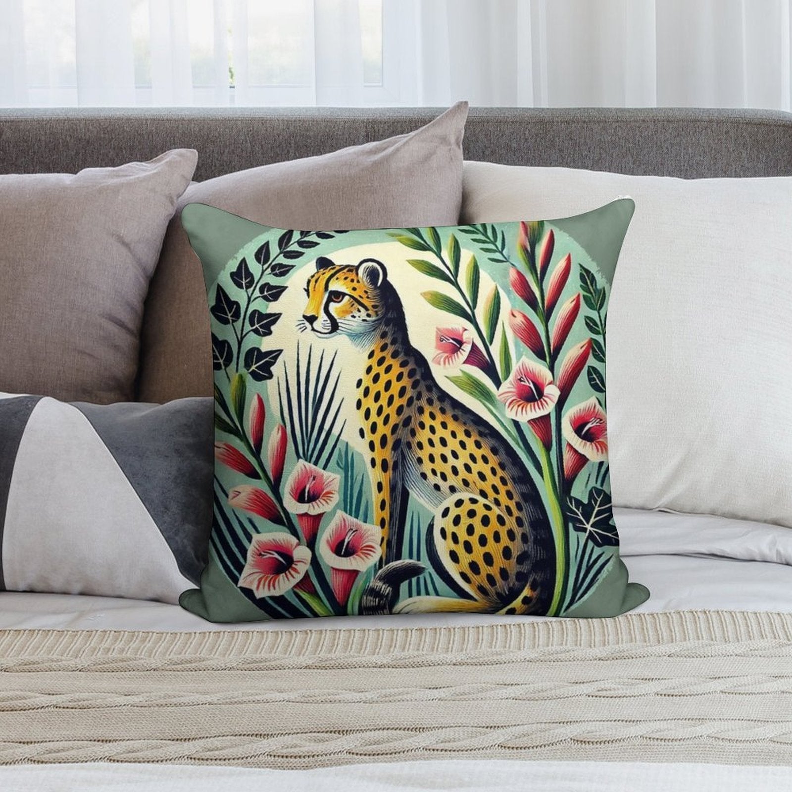 Cheetah Soft High-Density Material Throw Pillow