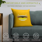 Mouth Tee Yellow Soft Hidden Zipper Throw Pillow