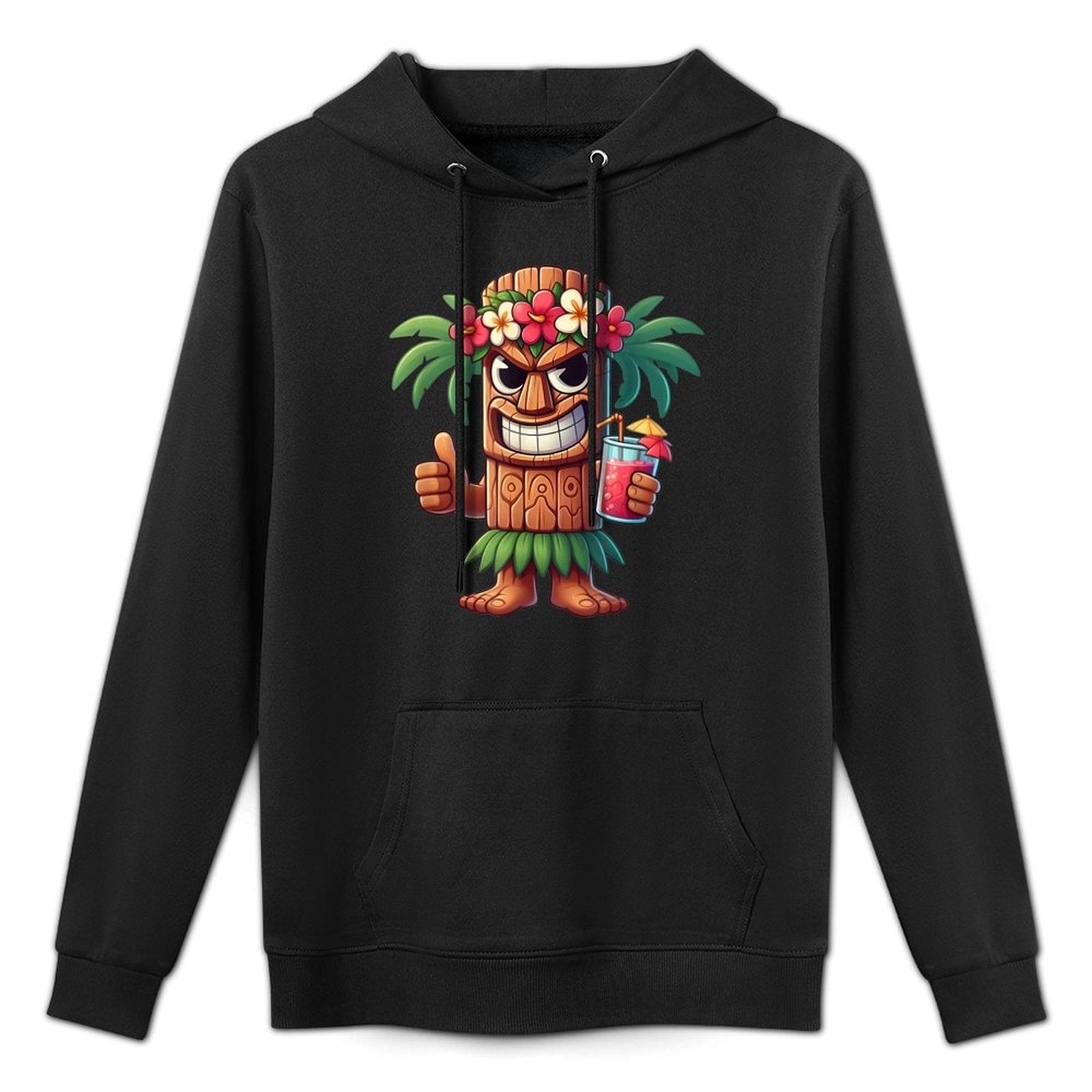 Mens Tiki Man Hawaiian Summer Tropical Luau Party Kids Machine Washable Hoodie