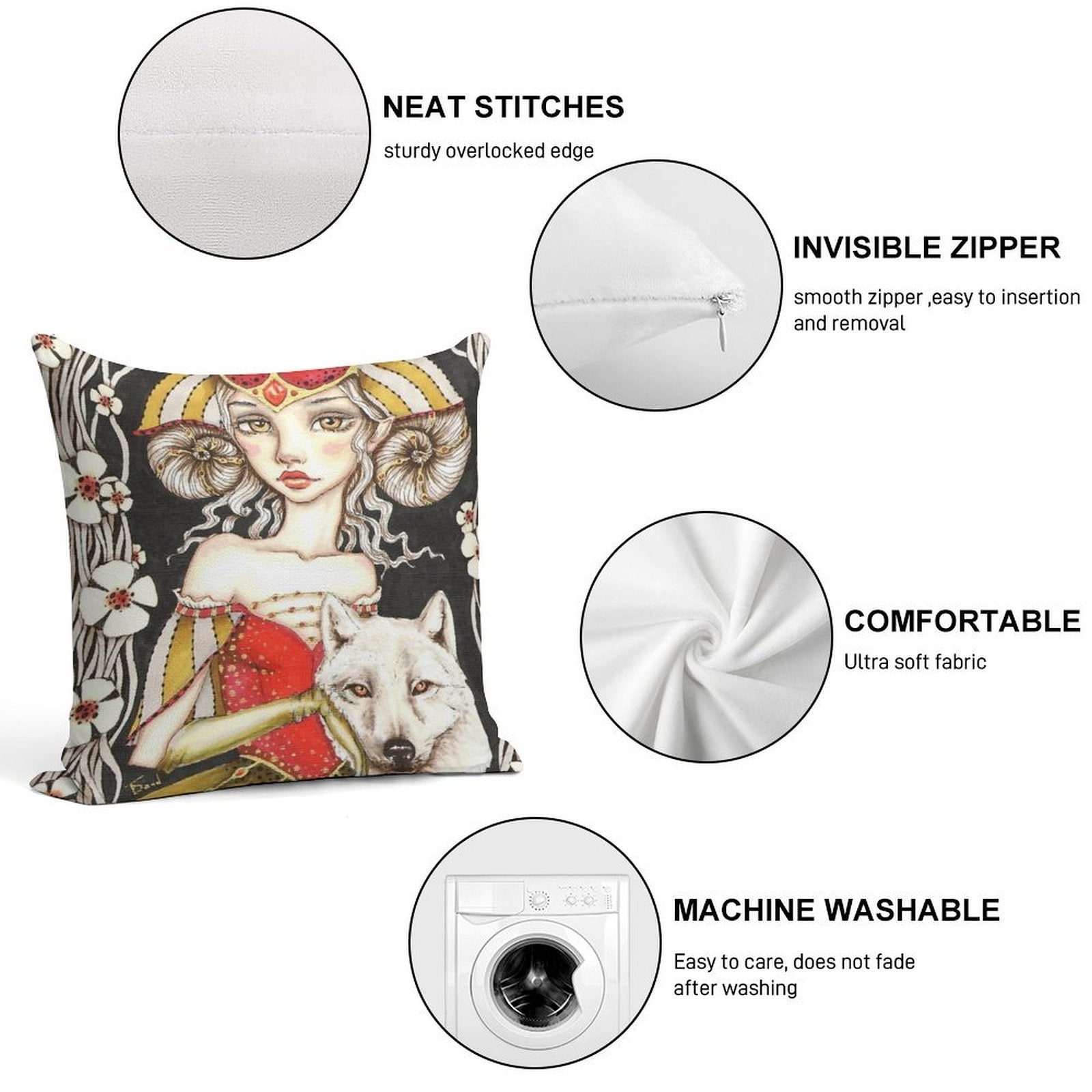 Werewolf Queen Soft Fade-Resistant Throw Pillow